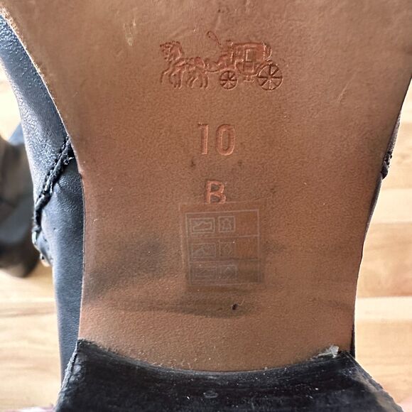 COACH Paulina Black Leather Ankle‎ Boots Embossed Snake Belt Booties Size 10 - Picture 10 of 10